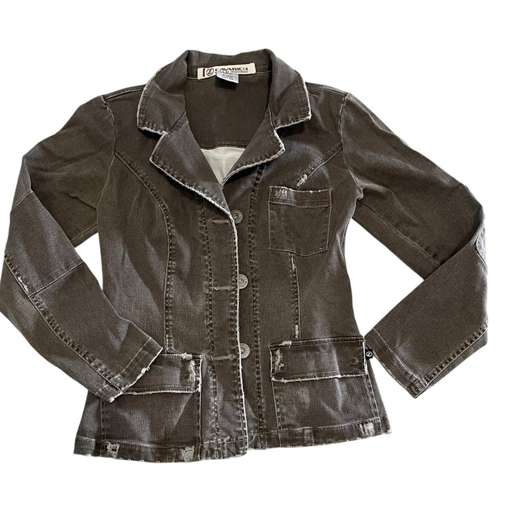 Vintage Z. Cavaricci Distressed Gray Denim Jacket/ blazer small
